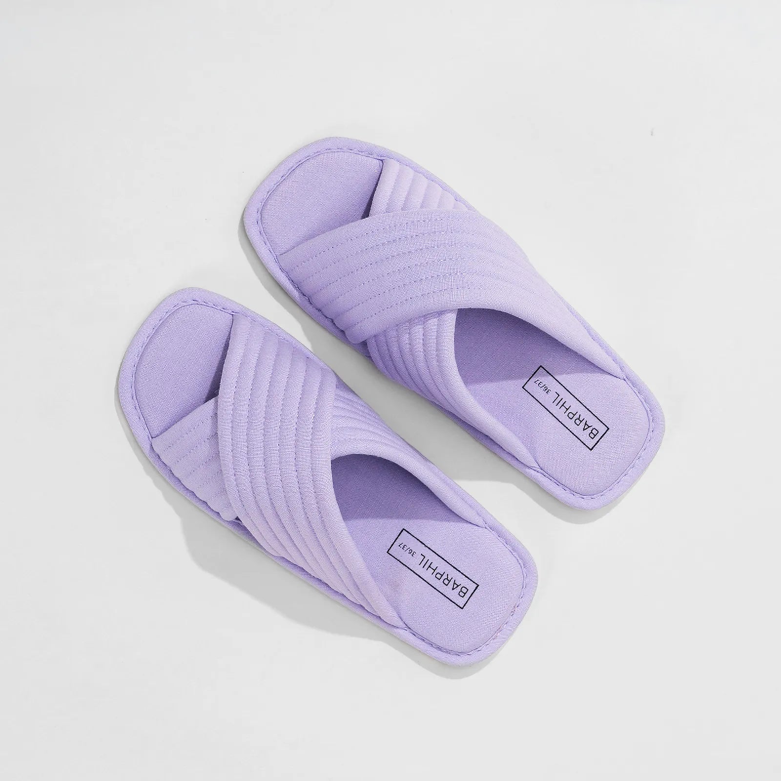 Top down view of Lavender purple Cushioned Quilted Cotton House Slippers