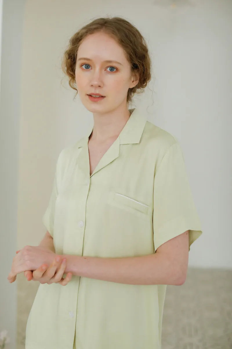 Sage Green Cotton Sateen Pajama Set RoomDen