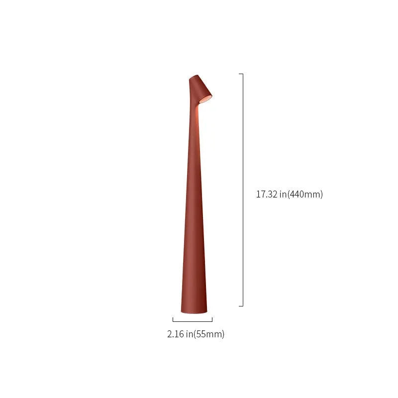 A single L-size terracotta red cordless touch lamp on a white background.