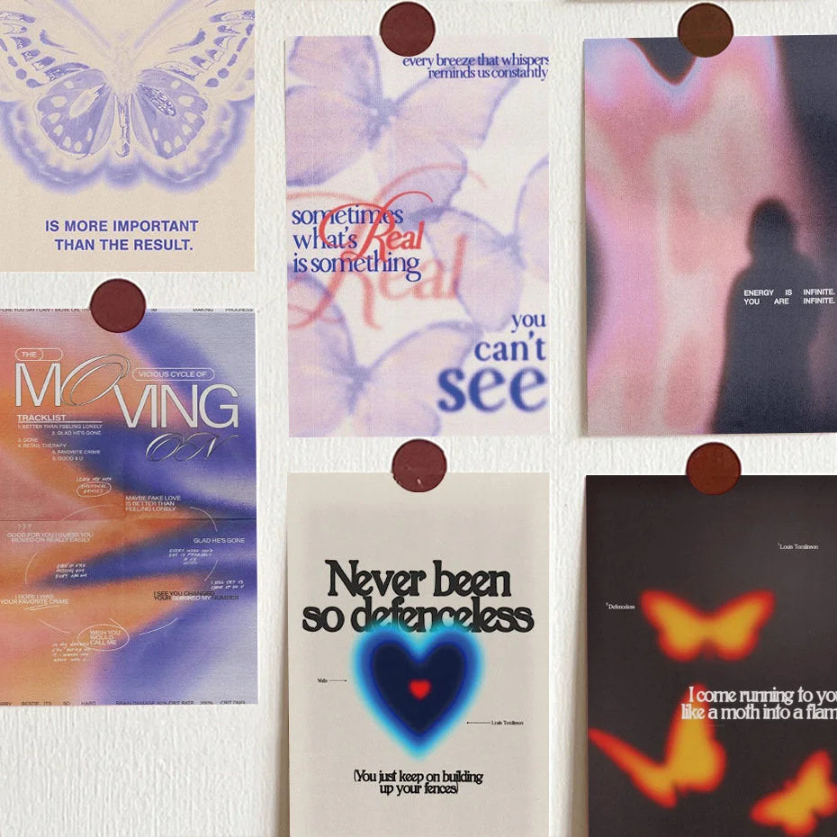 Close-up of the Aura Gradient wall collage kit posters, highlighting the dreamy textures and colors. - RoomDen