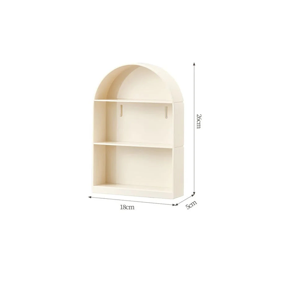 Cream Arched PET Wall Shelf with dimensions 18cm wide, 5cm deep, and 26cm high - RoomDen.