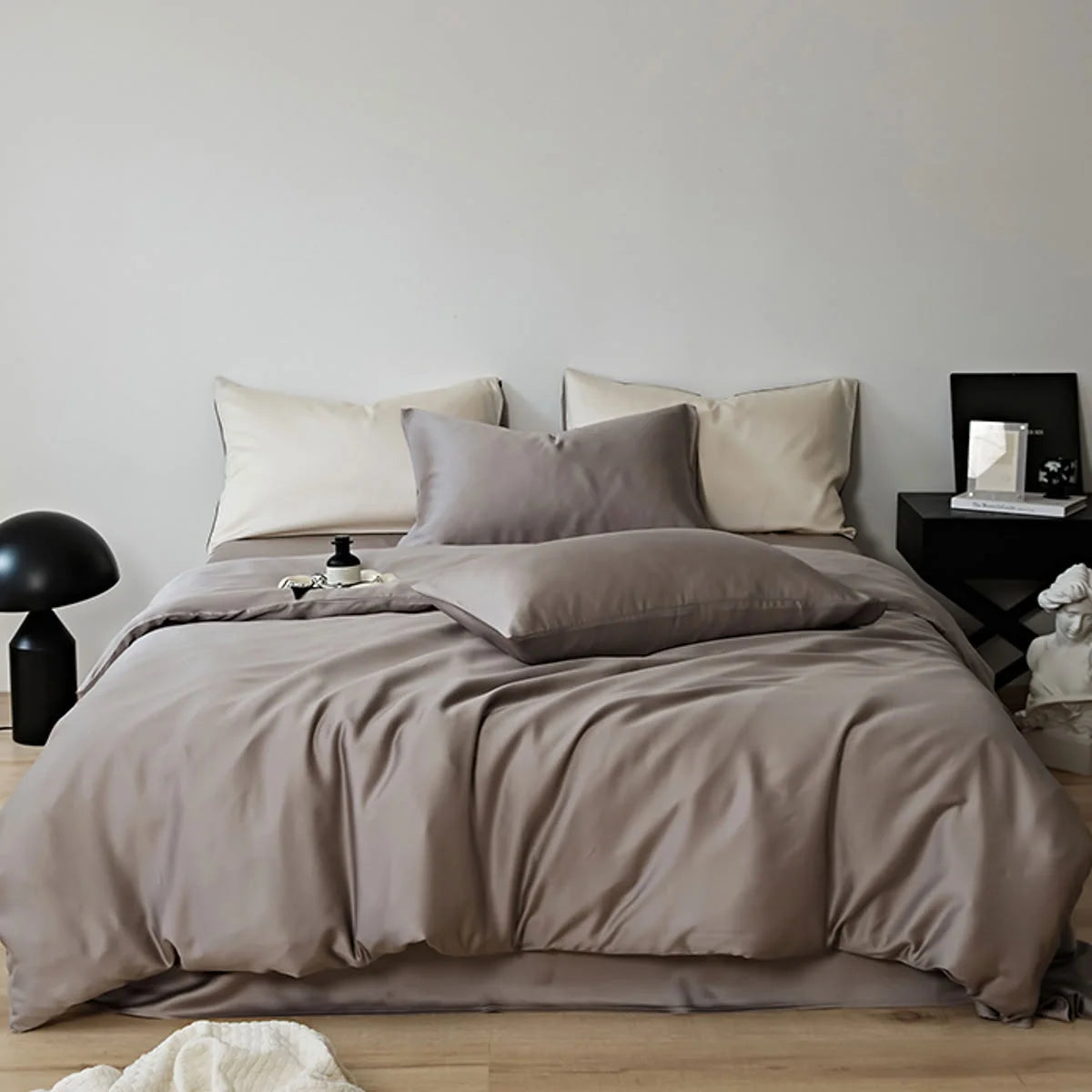 The Silky Smooth Cooling Tencel Bedding Set in a sophisticated Taupe Grey color - RoomDen.