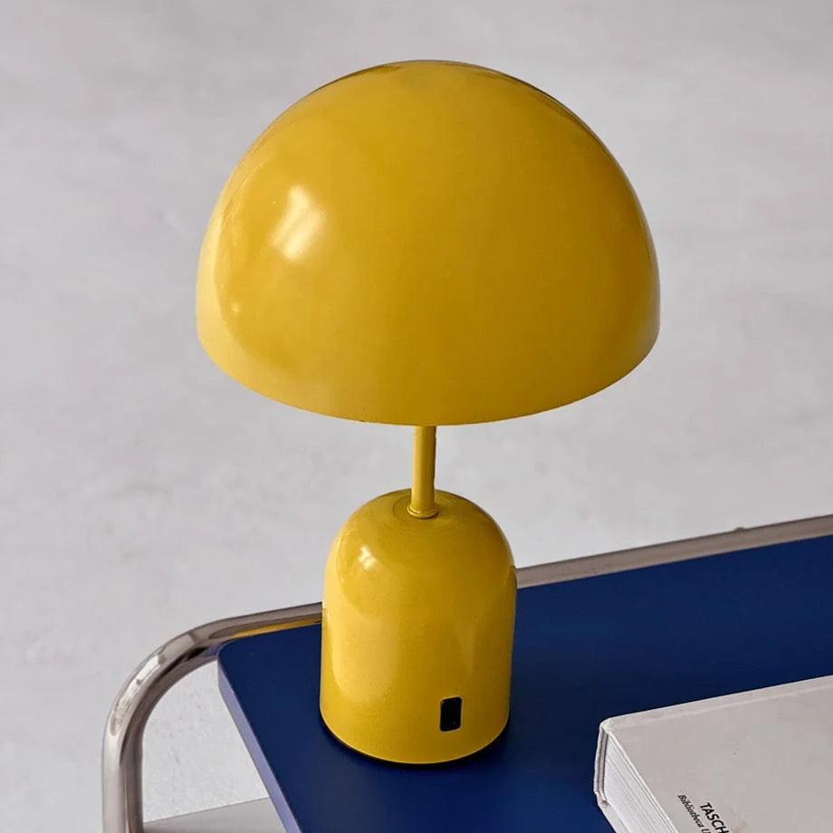 Detailed shot of the domed shade of the yellow portable accent lamp - RoomDen
