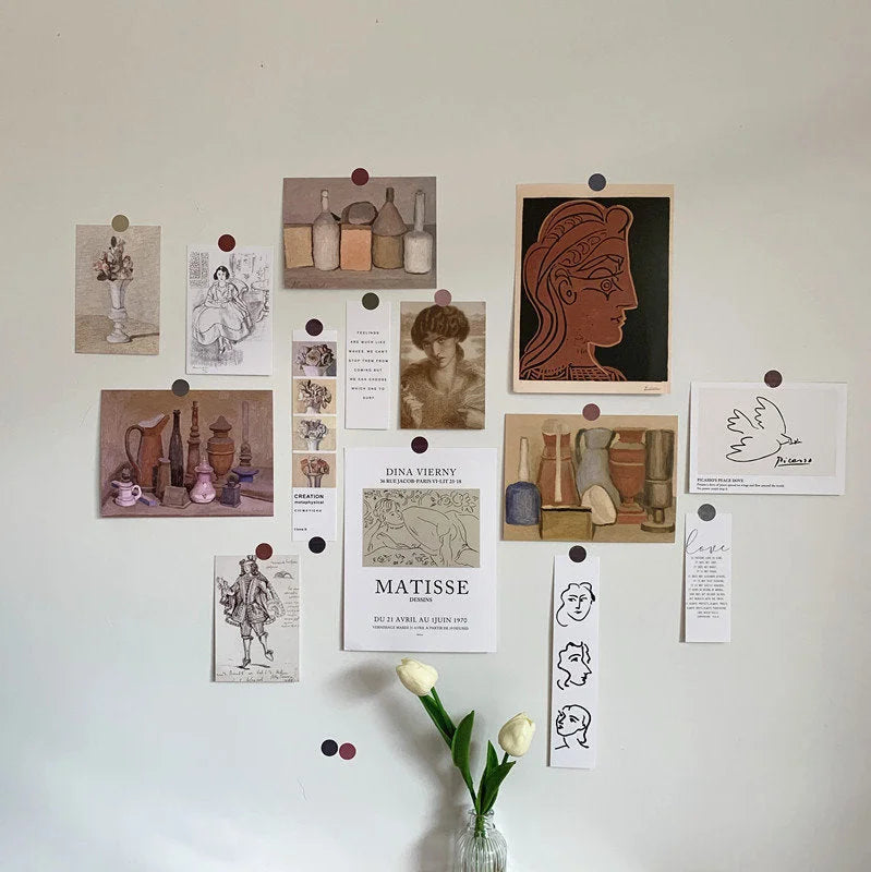 Matisse & Modern wall collage kit variant, an eclectic mix of cubist and abstract art prints - RoomDen.