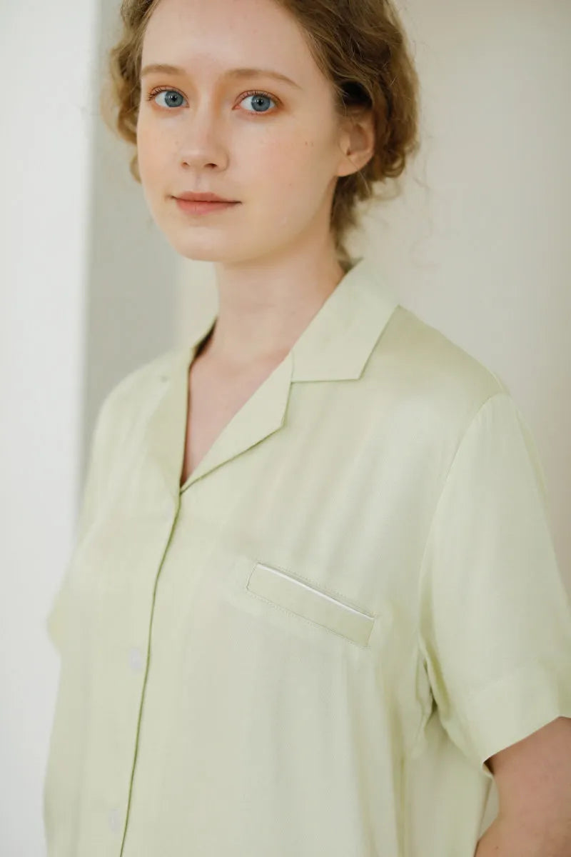 Close up of Sage Green cotton sateen fabric texture