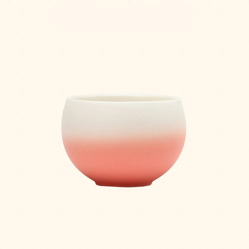 Front view of the Blush Pink Ombre Ceramic Cup, showing the white to pink gradient. - RoomDen