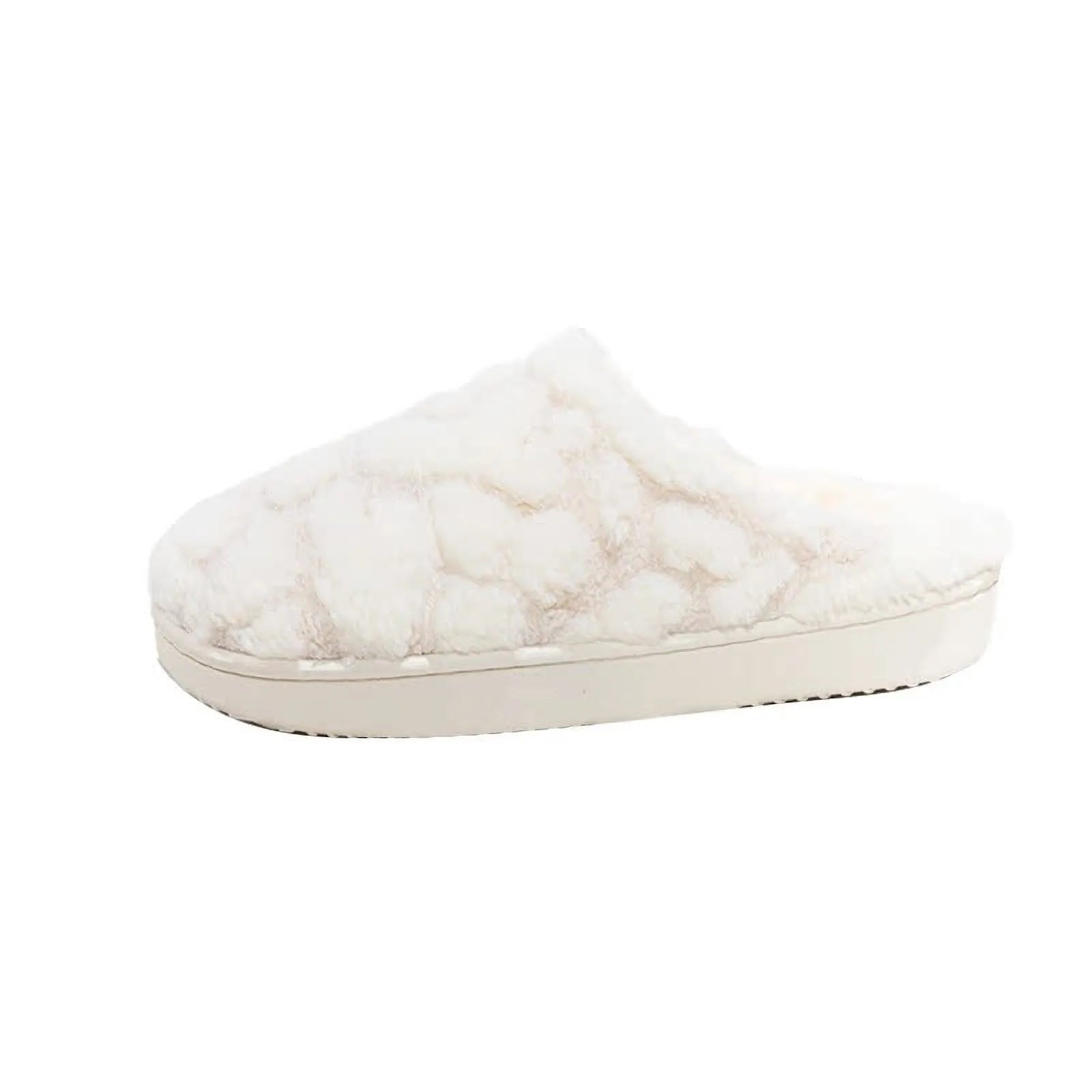 Side profile of White Plush Bubble Textured House Slipper - RoomDen