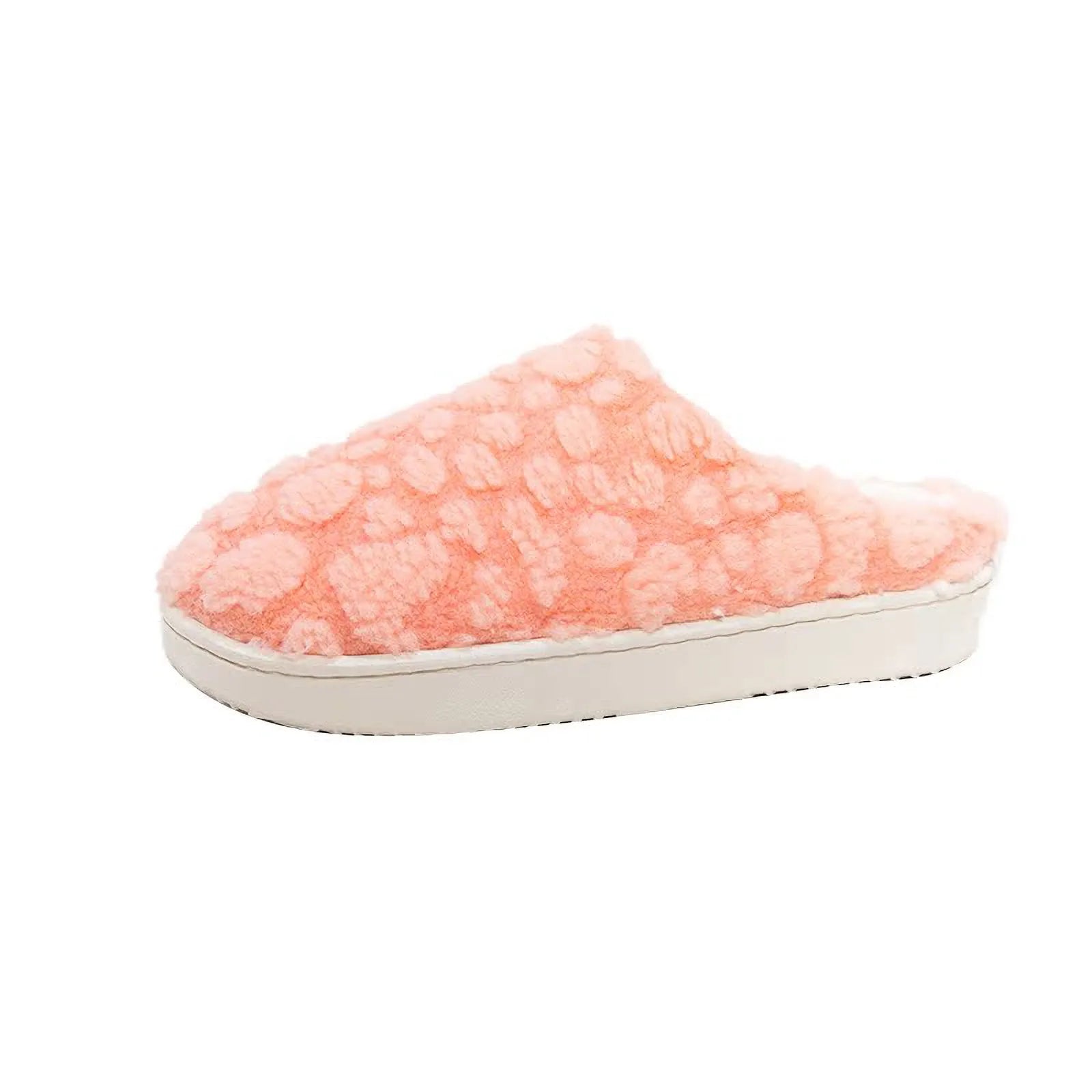 Single Pink Popcorn Texture Fleece Slipper angled view - RoomDen