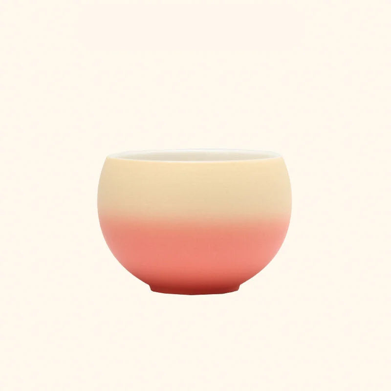 Front view of the Peach Sorbet Ombre Ceramic Cup, showing the white to peach gradient. - RoomDen