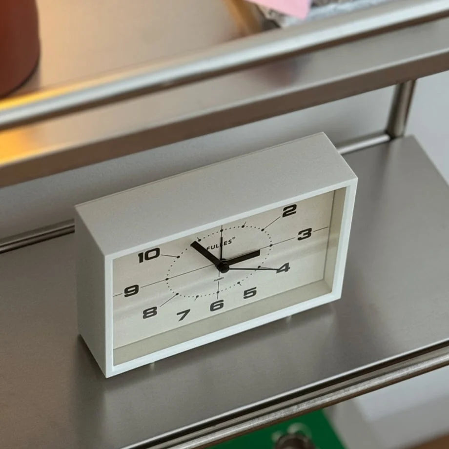 Top-down view of the Cream White Retro ABS Table Clock.