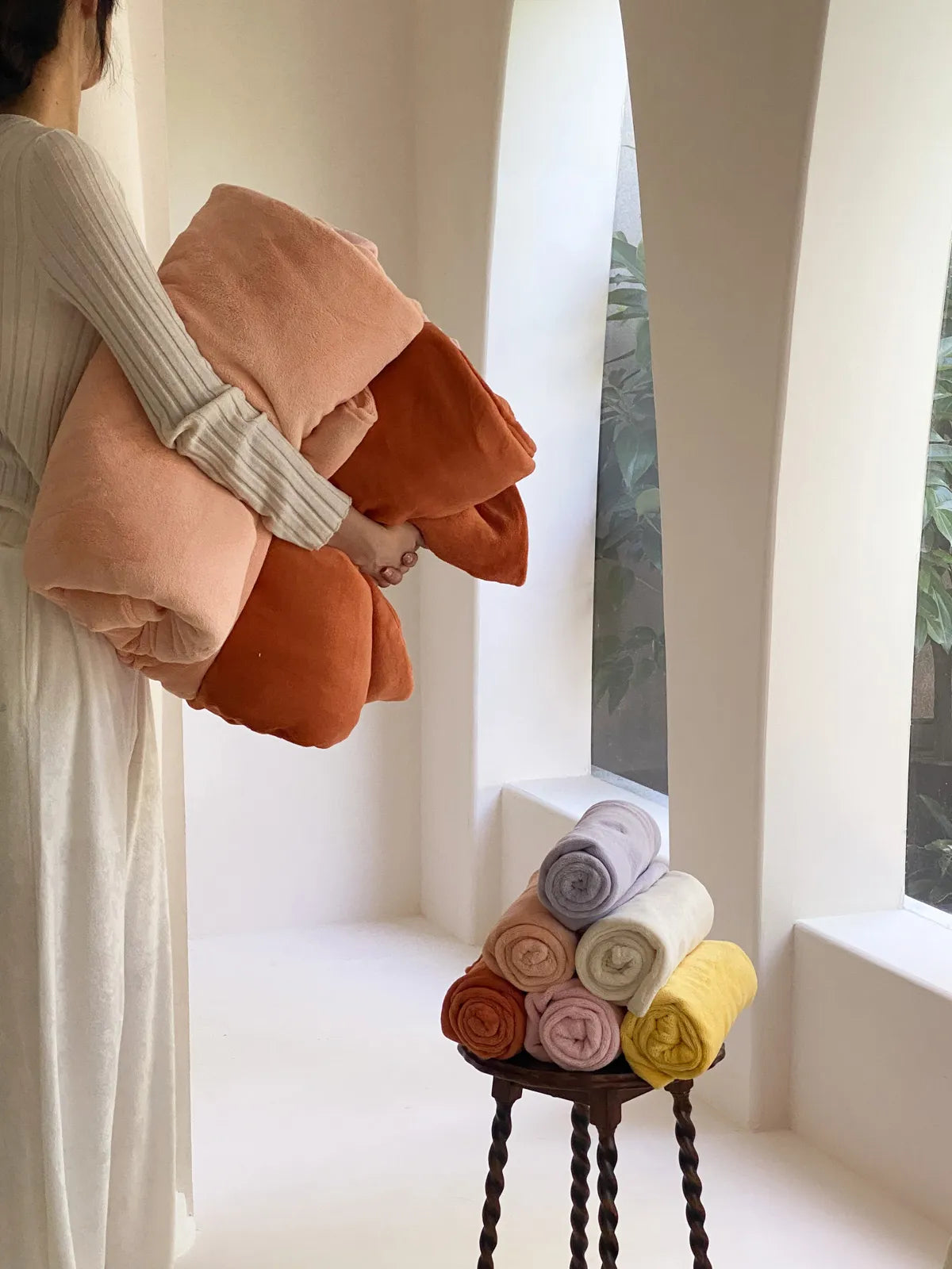 Bright solid fleece duvet cover with plush cozy winter texture – RoomDen