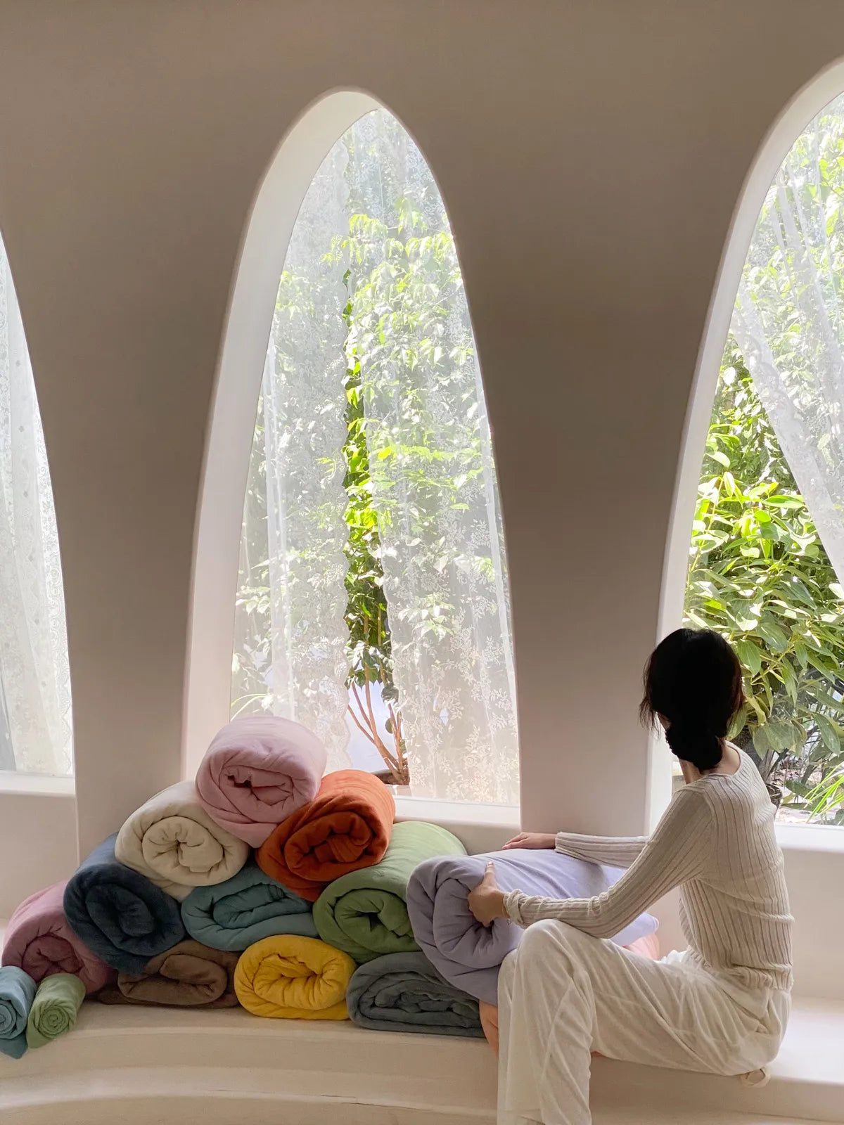 Bright solid fleece duvet cover with plush cozy winter texture – RoomDen