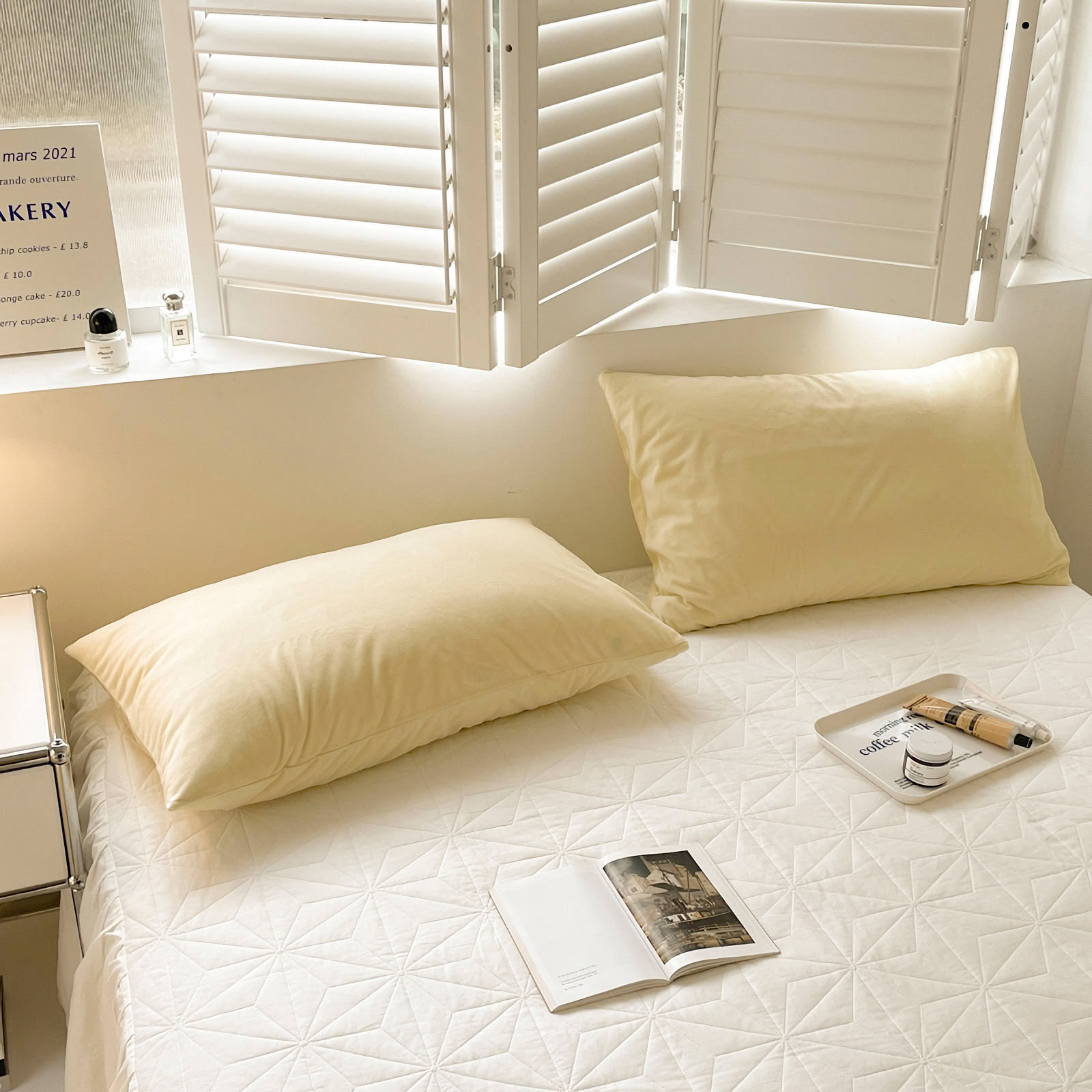 Soft flannel fleece pillowcase in a cozy minimalist bedroom setting – RoomDen