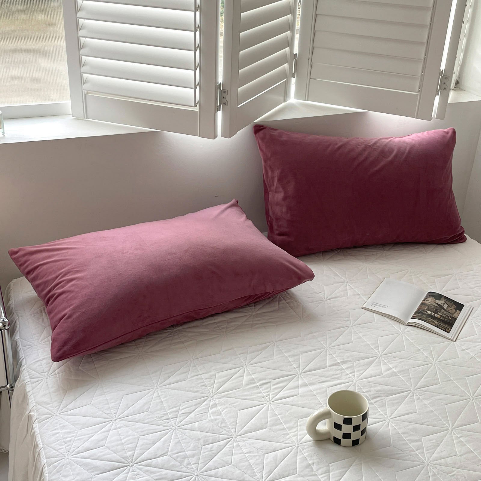 Soft flannel fleece pillowcase in a cozy minimalist bedroom setting – RoomDen