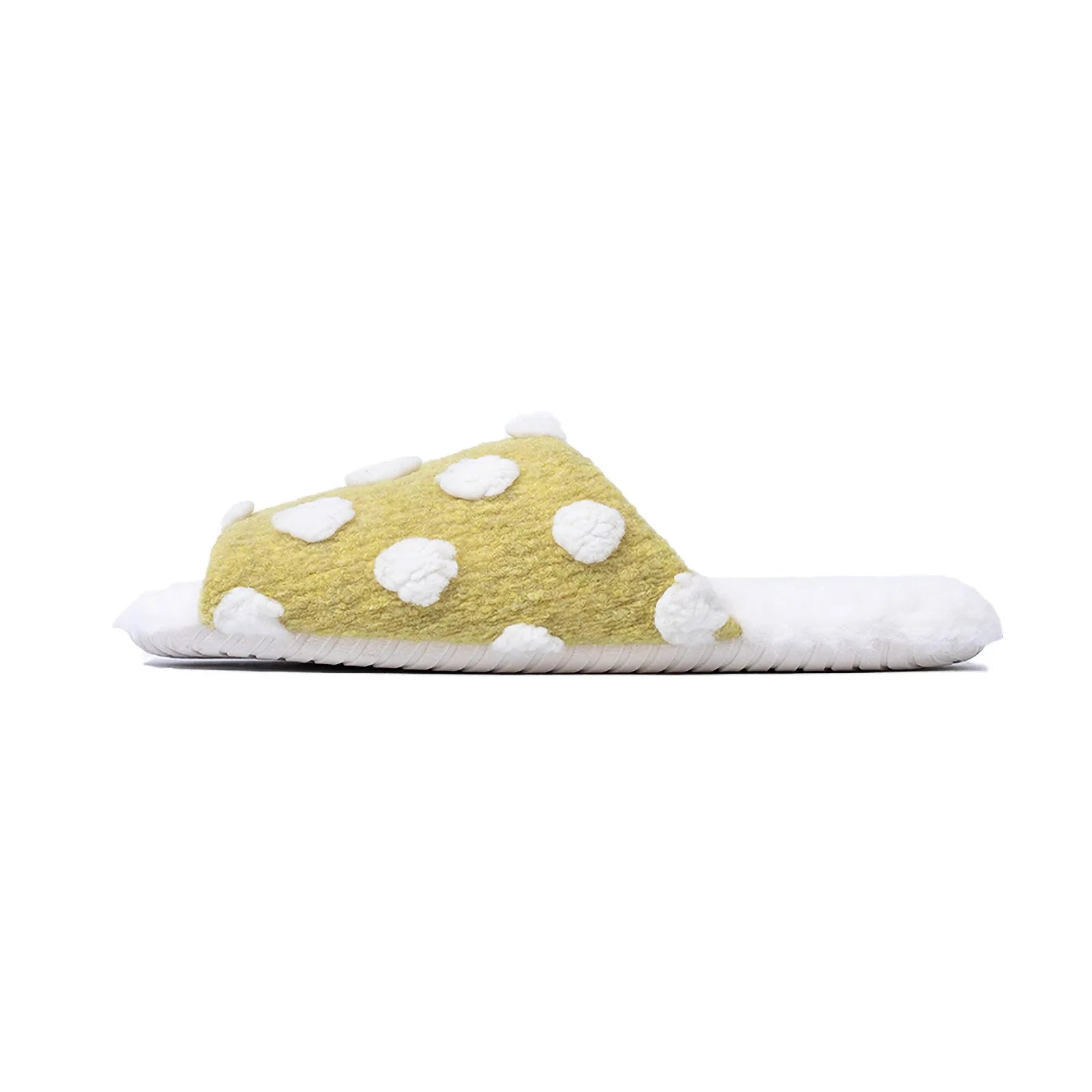 Side profile of Green Polka Dot Slipper showing white dots - RoomDen