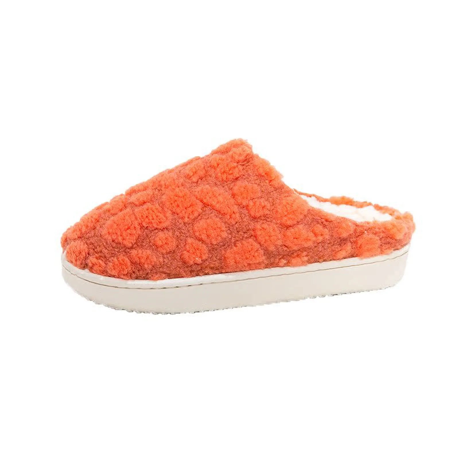 Side profile of Orange Plush Bubble Textured House Slipper - RoomDen