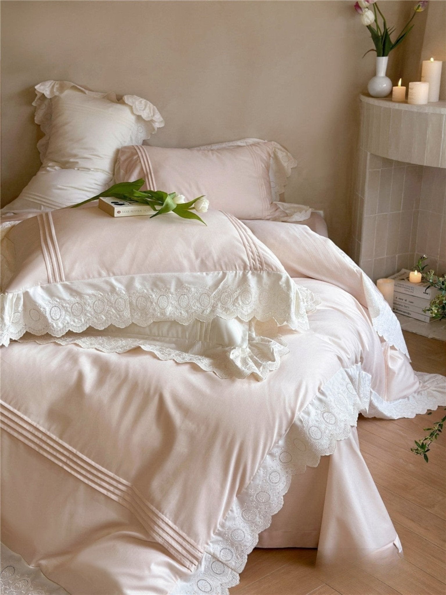 Fernclaire Ruffled Cooling Tencel Bedding Set - room scene