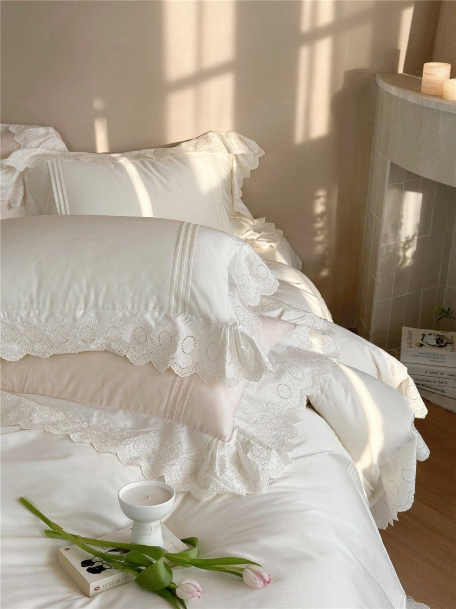 Fernclaire Ruffled Cooling Tencel Bedding Set - room scene