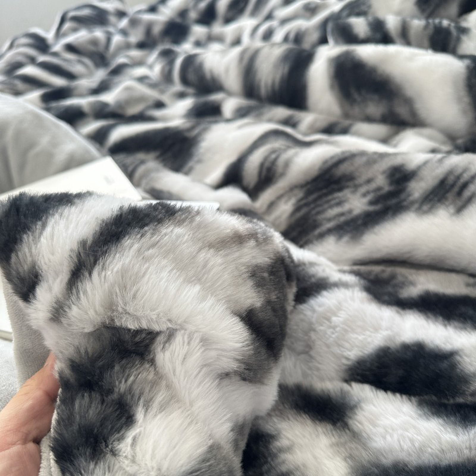 Soft fuzzy bedding fabric detail showing shaggy material quality - RoomDen