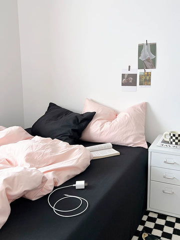 Washed Cotton Color-Block Bedding Set