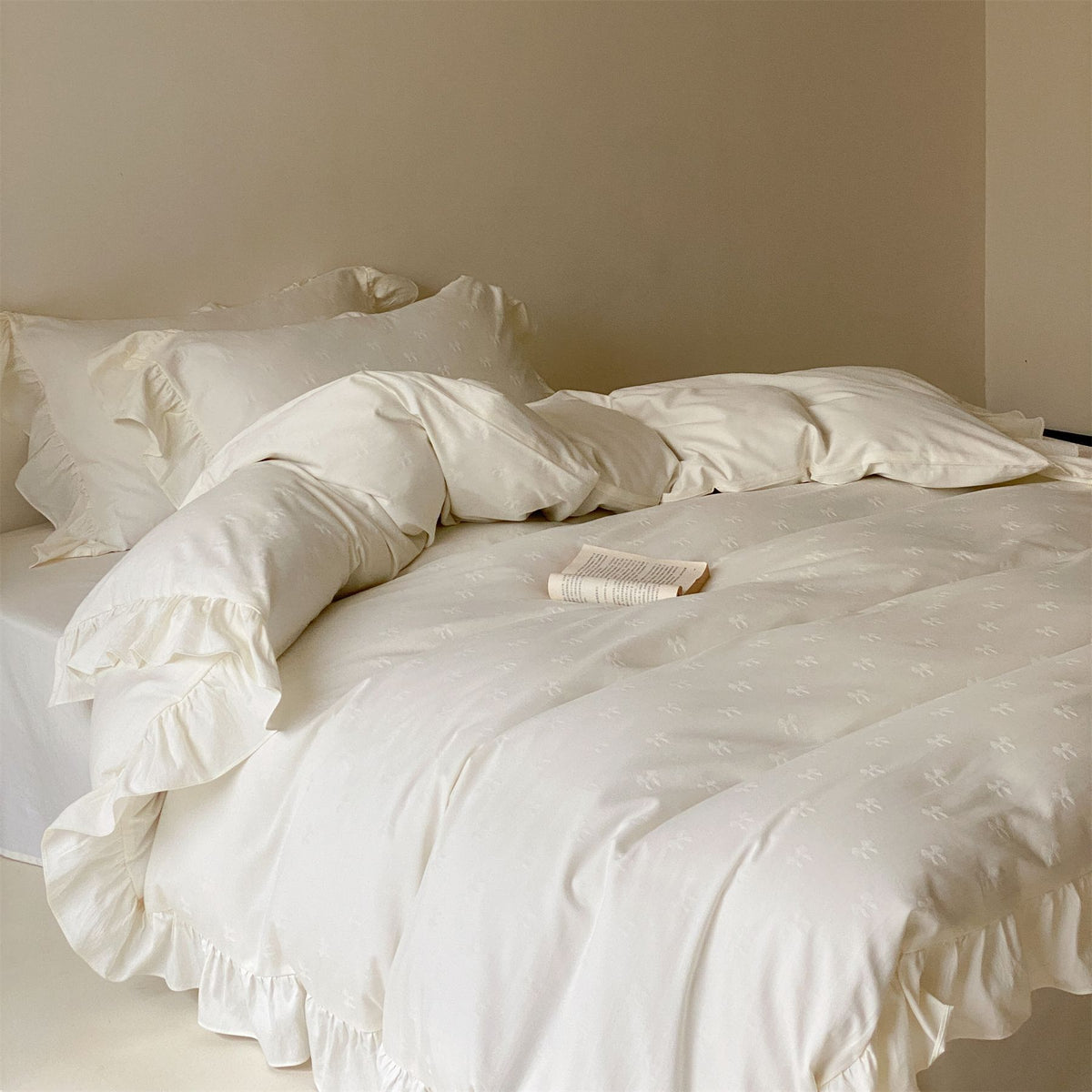 Fenella Ruffle Washed Cotton in Ivory Moonlight
