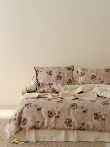 Stillgarden Dusty Rose Cotton Linen Bedding Set