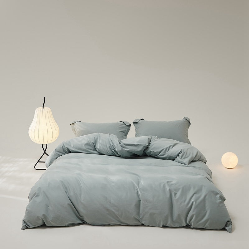 Brushed cotton bedding set – Sage Mist, full bed arrangement - Roomden