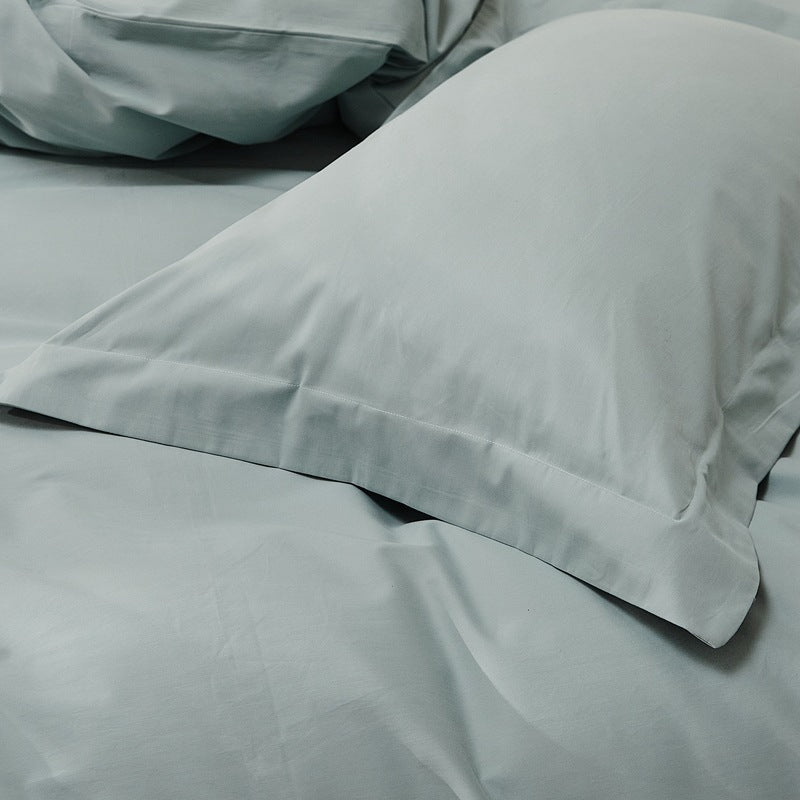 Brushed cotton bedding set – Sage Mist, flanged pillowcase detail - Roomden
