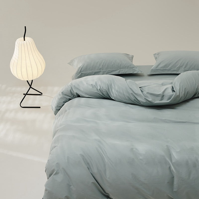 Brushed cotton bedding set – Sage Mist, closer duvet and pillow view - Roomden