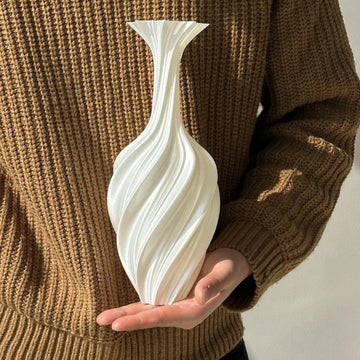Sculptural Swirl Ribbed PLA Vase