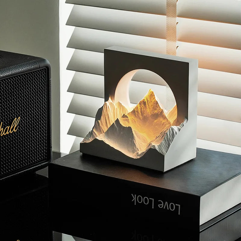 Sunlit Glacier Mountain Aroma Lamp – Plaster Night Light Decor