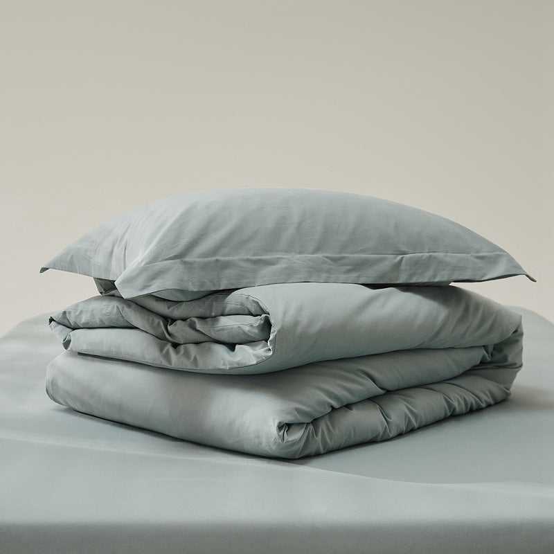 Brushed cotton bedding set – Sage Mist, folded cotton bedding - Roomden