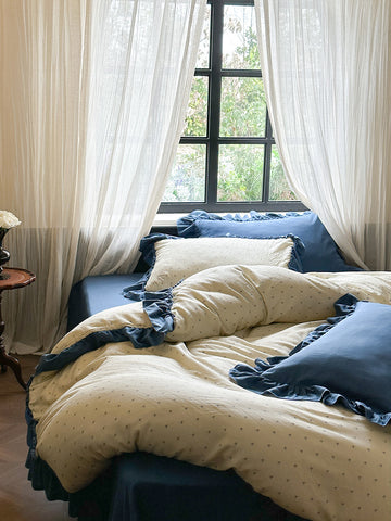 Fleurette Blue Star Sprig Double Gauze Bedding Set