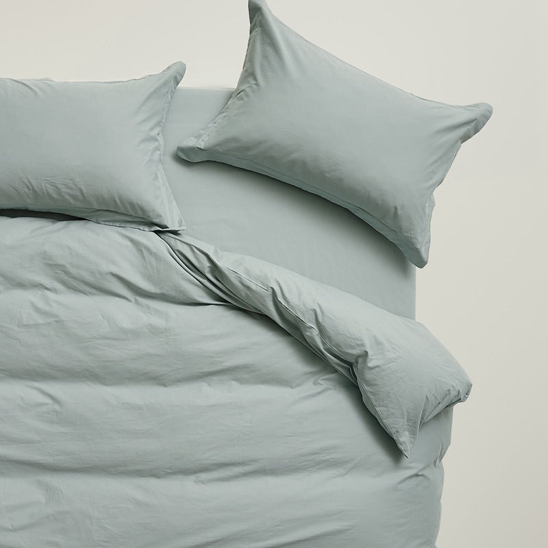 Brushed cotton bedding set – Sage Mist, pillowcase held open - Roomden