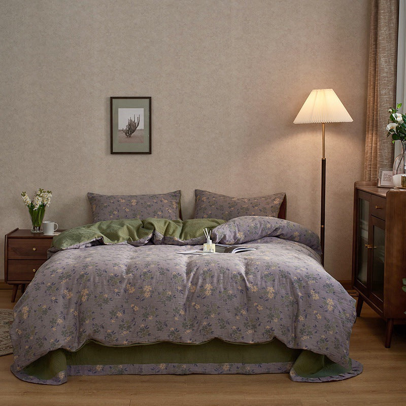 Florhaven Lilac Sprig bedding set – lilac sprig, bedroom view of the duvet and pillows, view 2 - Roomden