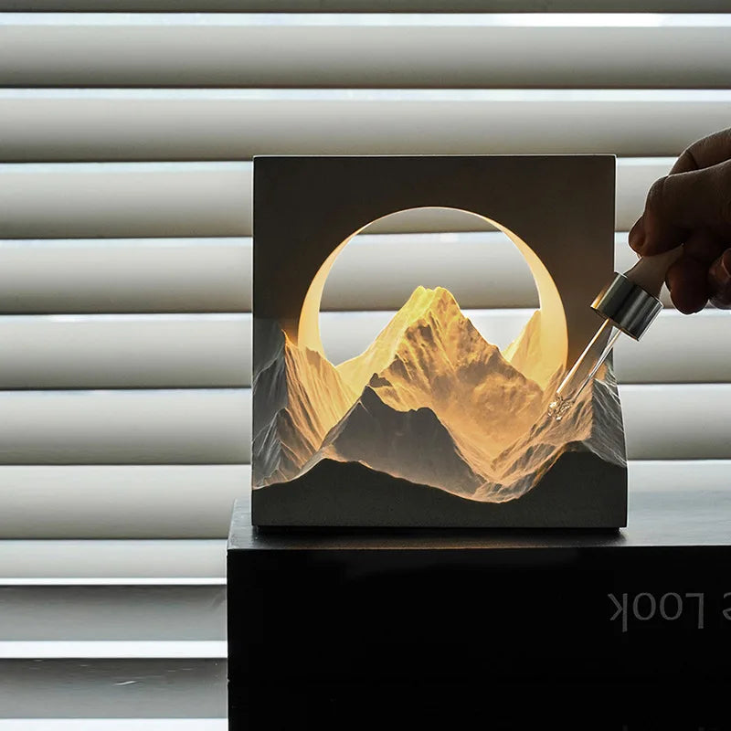 Sunlit Glacier Mountain Aroma Lamp – Plaster Night Light Decor