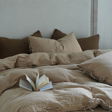 Tie-Detail Double Gauze Cotton Bedding Set