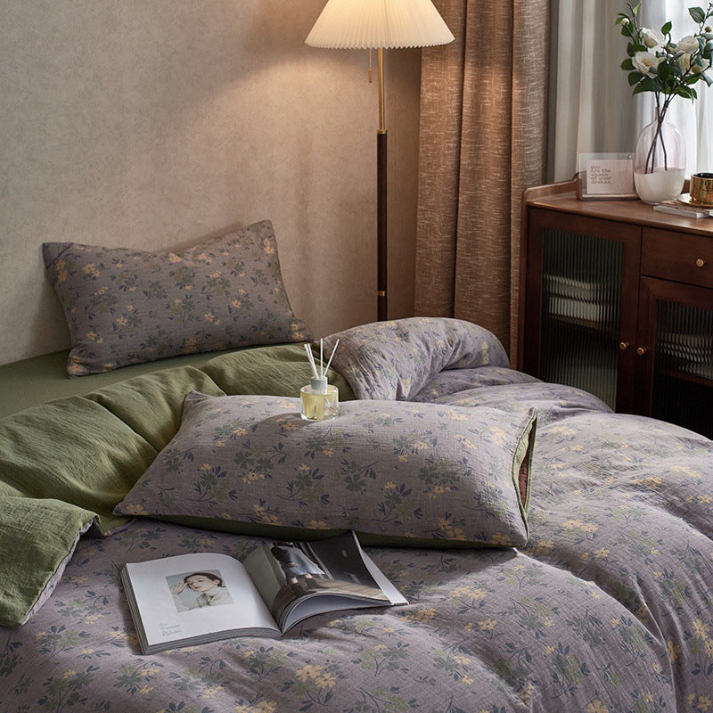 Florhaven Lilac Sprig bedding set – lilac sprig, bedroom view of the duvet and pillows, view 4 - Roomden