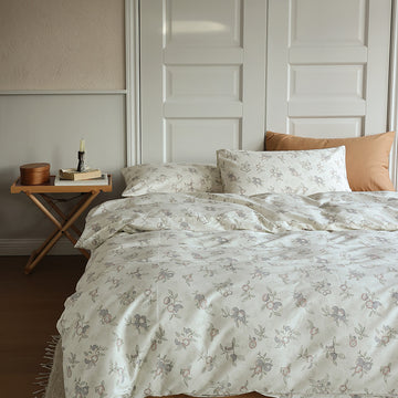 Ivory Fruit Sketch Cotton Bedding Set