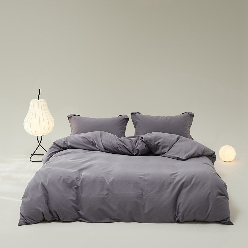 Brushed cotton bedding set – Dusty Violet, full bed arrangement - Roomden