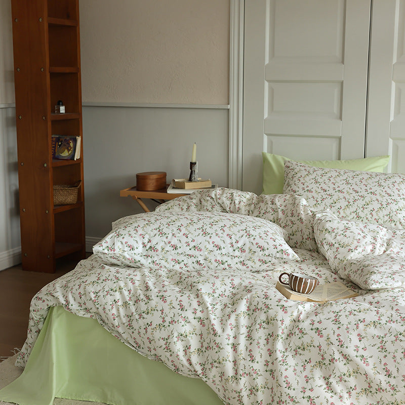 Ivory Petite Pink Floral Cotton Bedding Set with coordinating bedding — view 1
