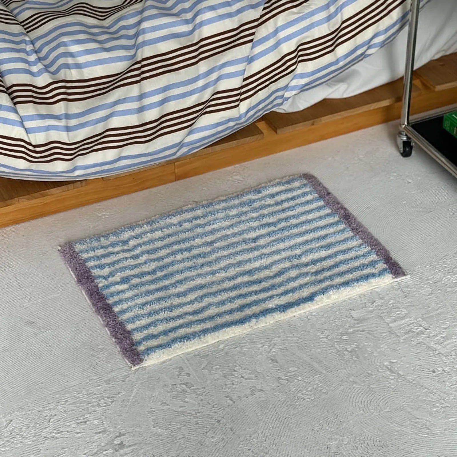 RoomDen Plush Tufted Wavy Striped Accent Rug in Purple and Blue - Main View