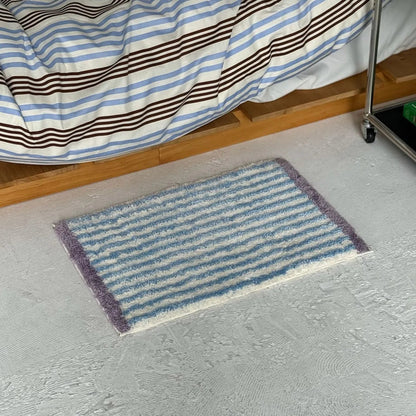 RoomDen Plush Tufted Wavy Striped Accent Rug in Purple and Blue - Main View