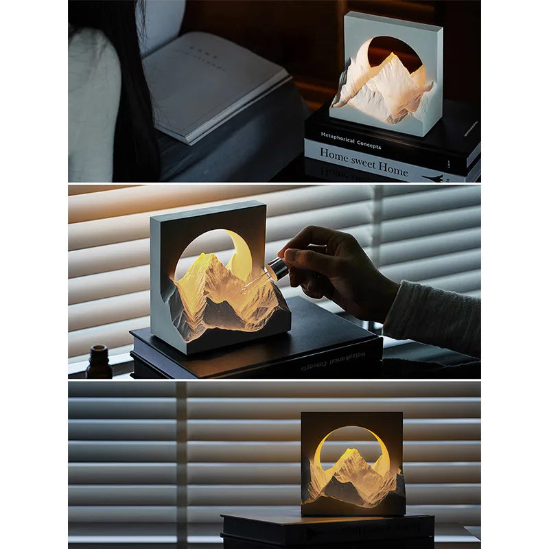 Sunlit Glacier Mountain Aroma Lamp – Plaster Night Light Decor