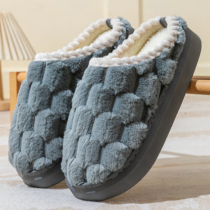 Charcoal Grey Textured House Slippers side view showing thick sole - RoomDen