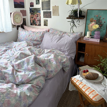 Pastel Garden Floral Cotton Bedding Set