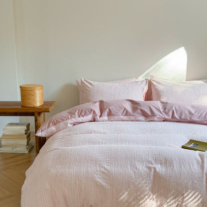 Maribel Striped Washed Cotton Bedding Set - Rosewater