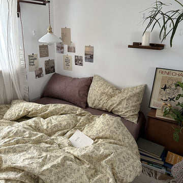 Beige Botanical Trellis Cotton Bedding Set
