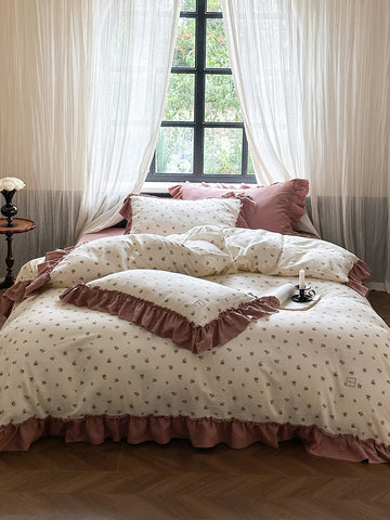 Fleurette Rose Garden Sprig Double Gauze Bedding Set