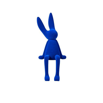 Cute Flocked Resin Long-Eared Rabbit Shelf Figurine
